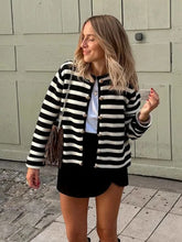 Tossy Zebra Gedruckt Mode Pullover Strickjacke Frauen Lose Gestreiften Hohe Taille Patchwork Casual Outwear Strickwaren Weiblichen Mantel 2023